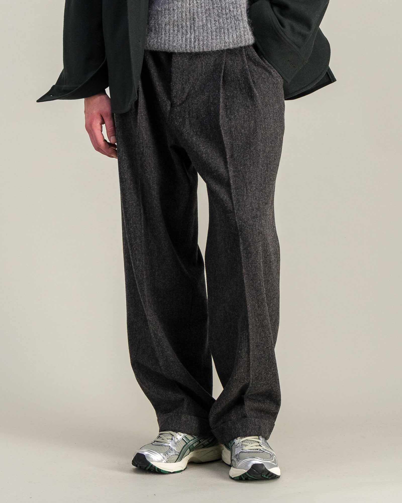 Pantalon Wide Formal Wool gris chiné