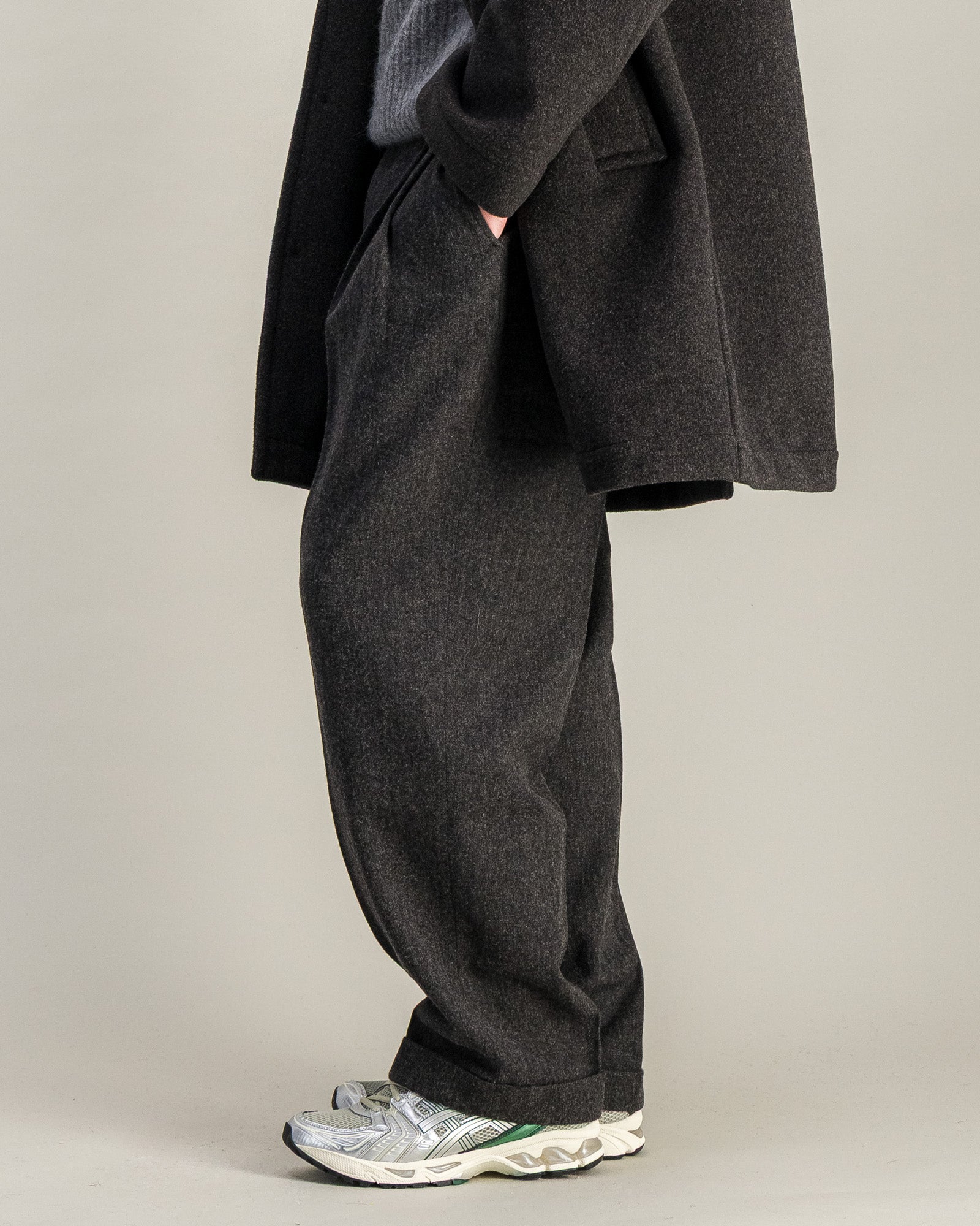 Pantalon Wide Formal Wool gris chiné