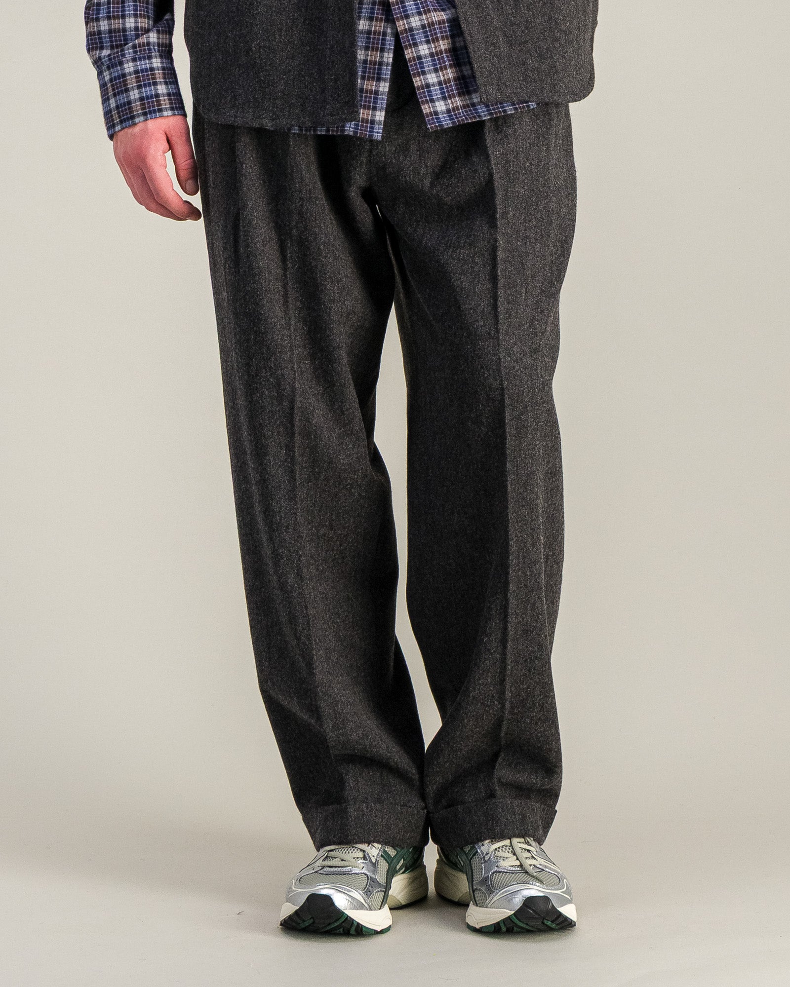 Pantalon Wide Formal Wool gris chiné