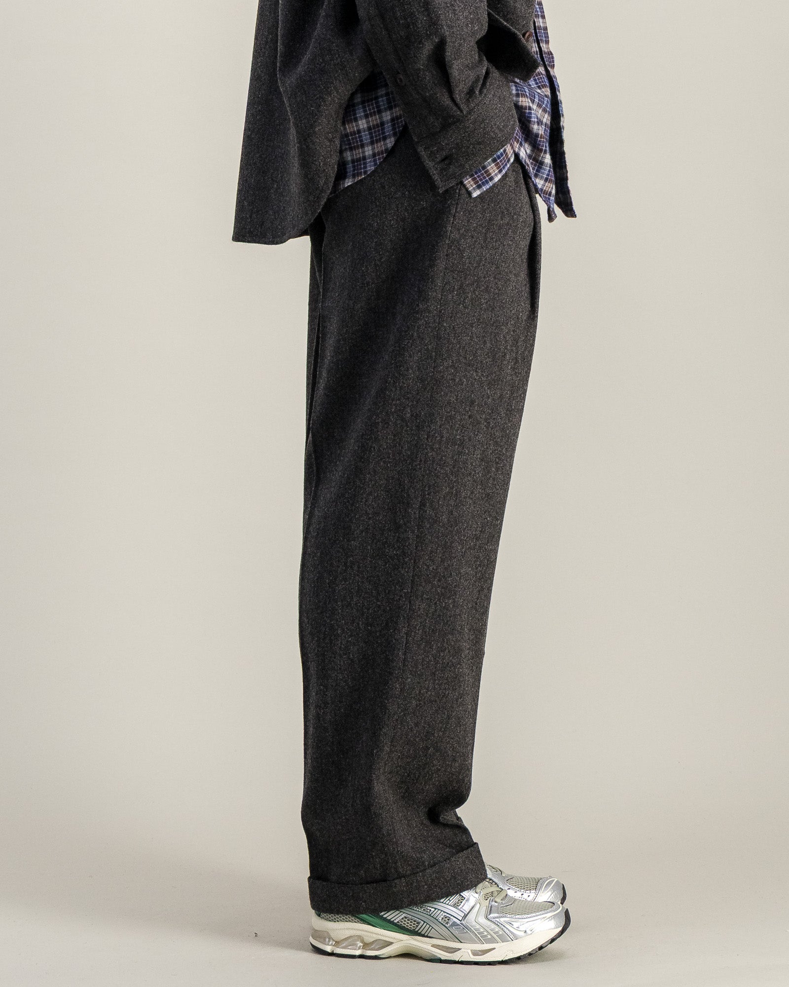Pantalon Wide Formal Wool gris chiné