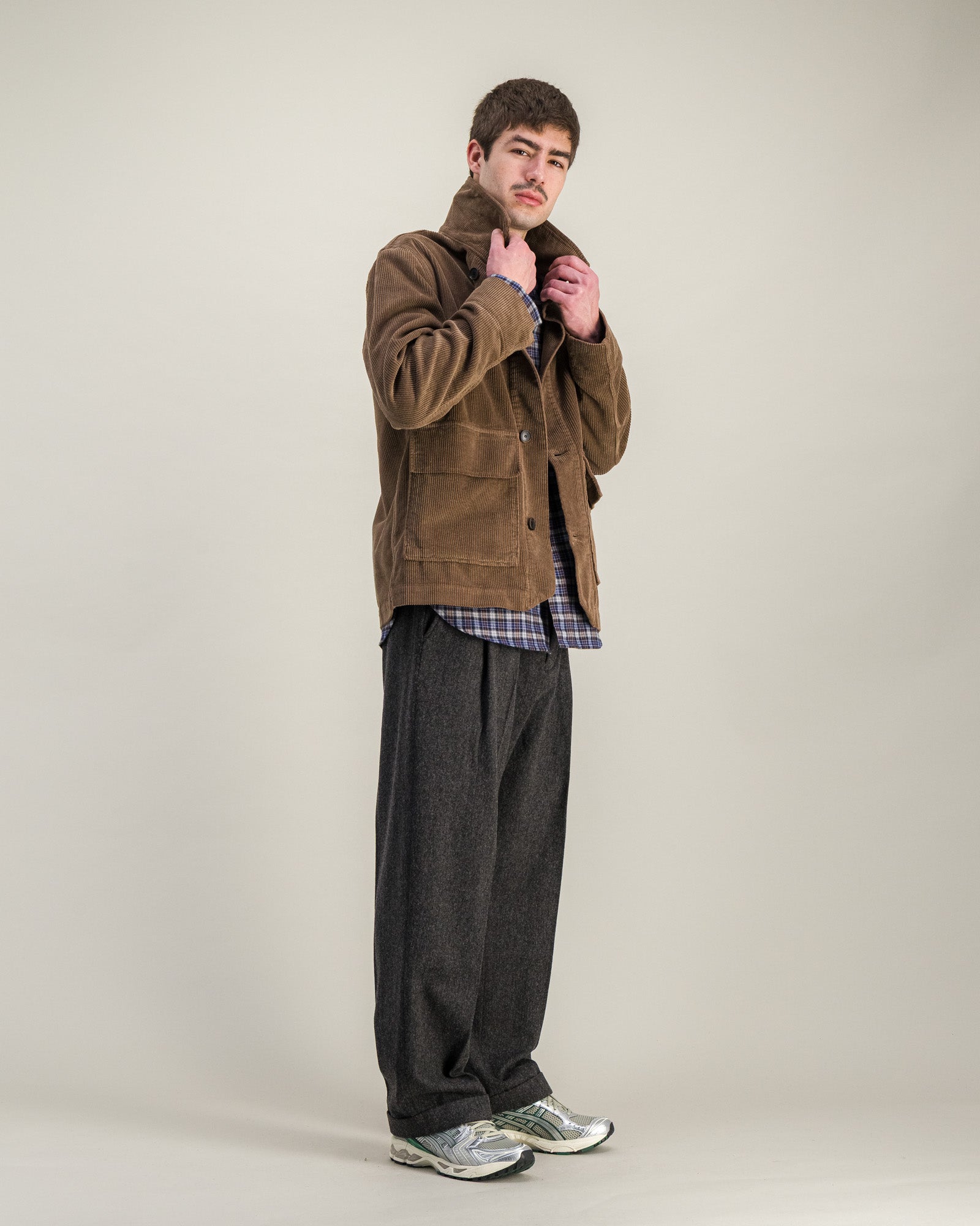 Pantalon Wide Formal Wool gris chiné