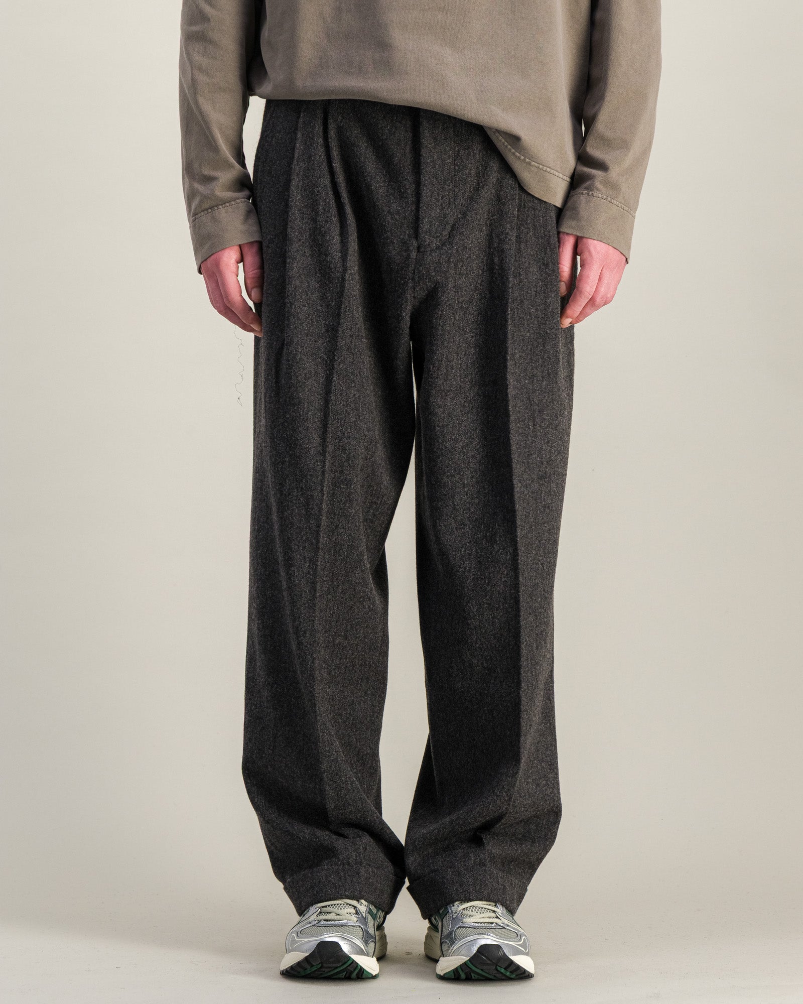 Pantalon Wide Formal Wool gris chiné