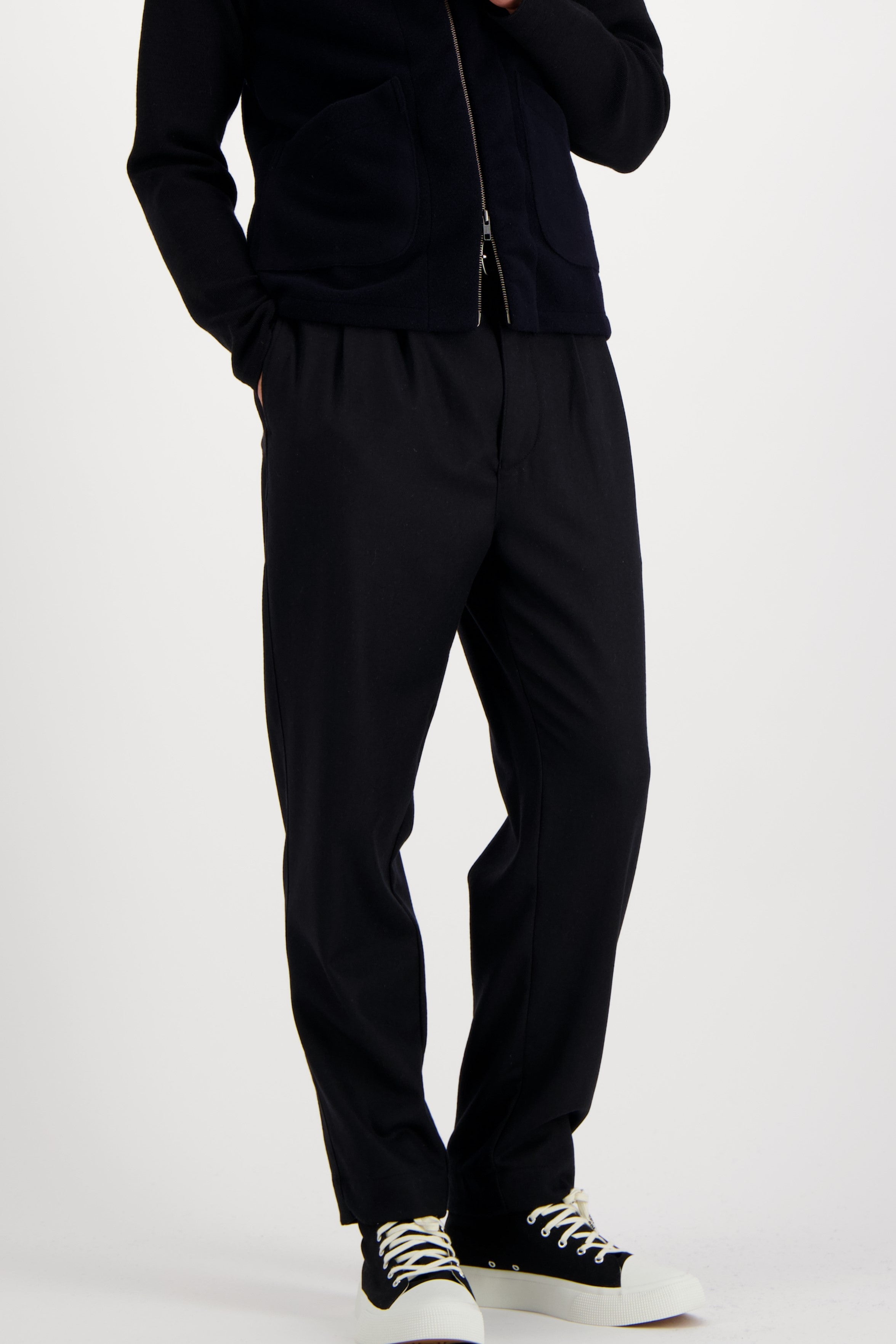 Pantalon Double Pleats Flannel noir
