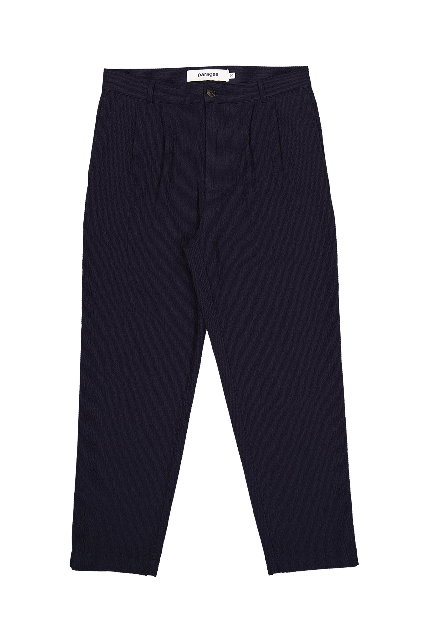 Pantalon Double Pleats Seersucker marine