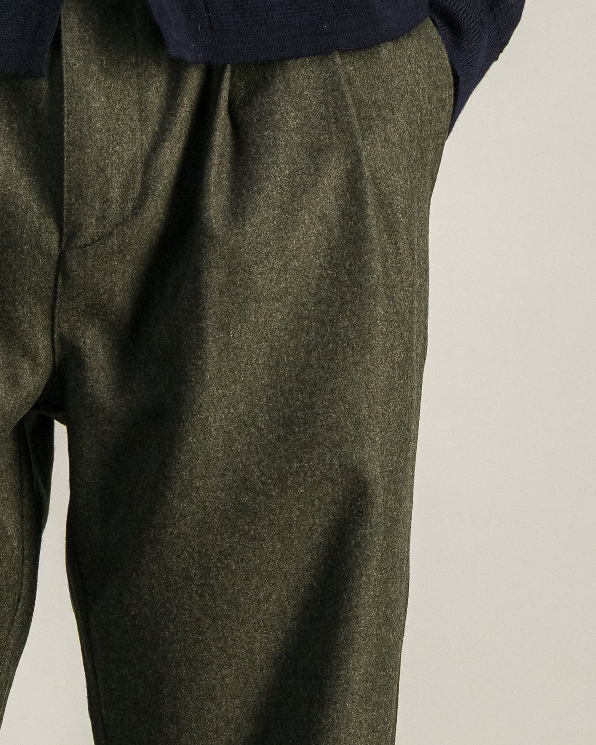 Pantalon Double Pleats Flannel kaki chiné
