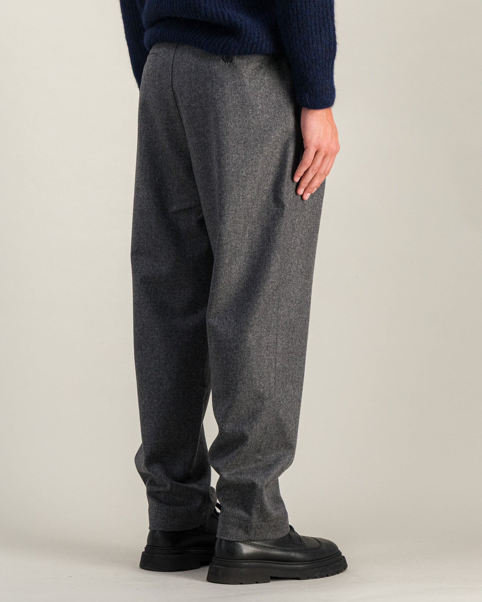 Pantalon Double Pleats Flannel gris chiné