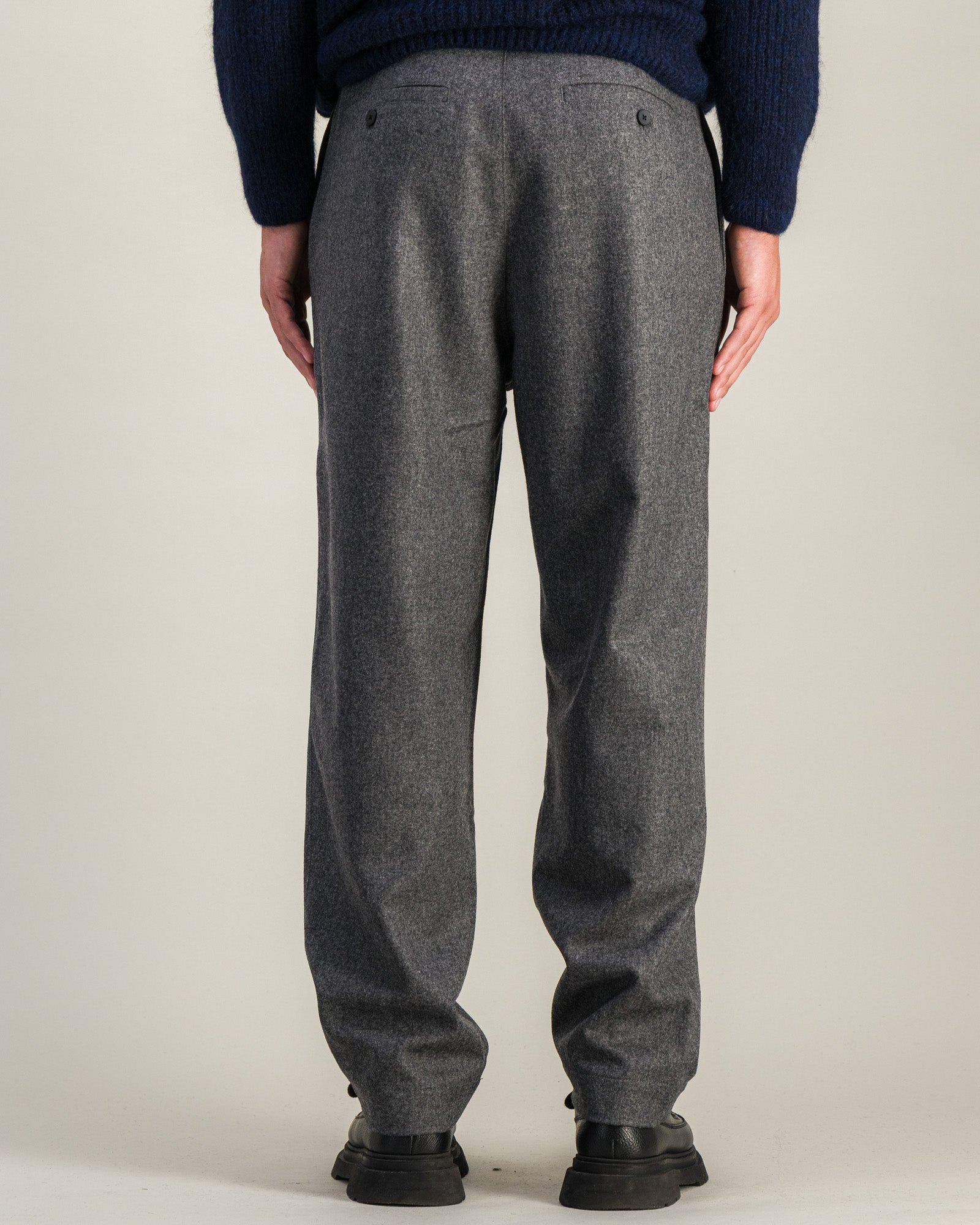 Pantalon Double Pleats Flannel gris chiné