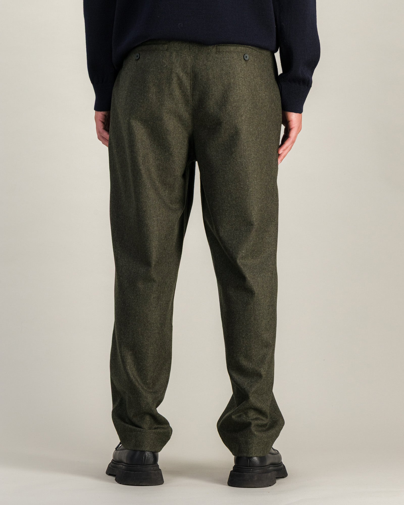 Pantalon Double Pleats Flannel kaki chiné