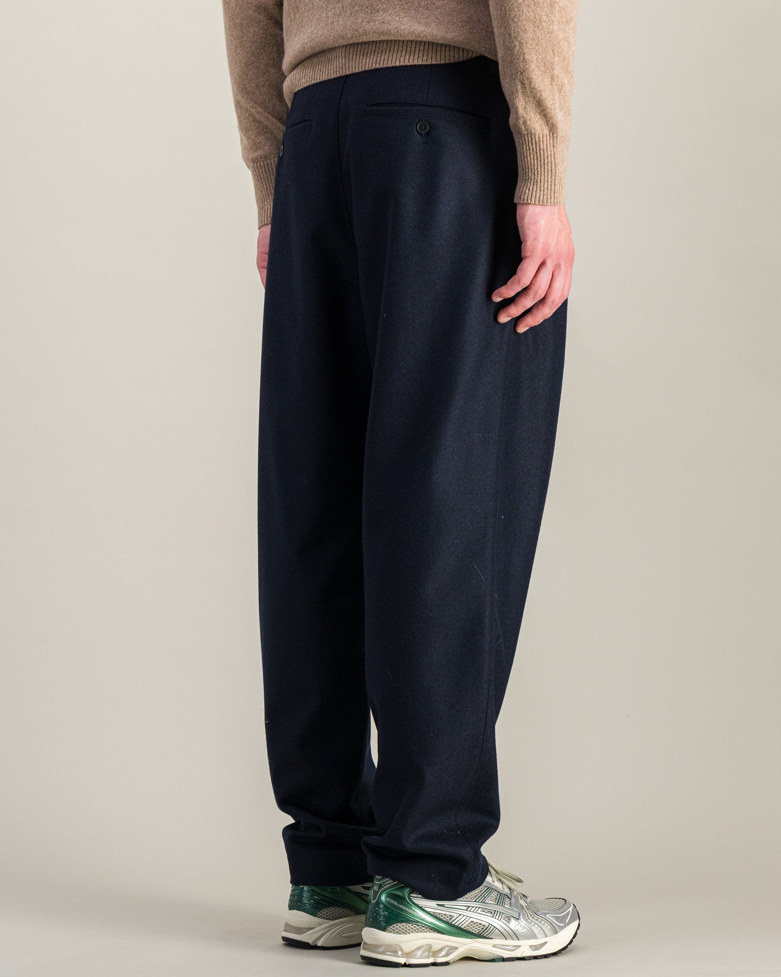 Pantalon Double Pleats Flannel marine