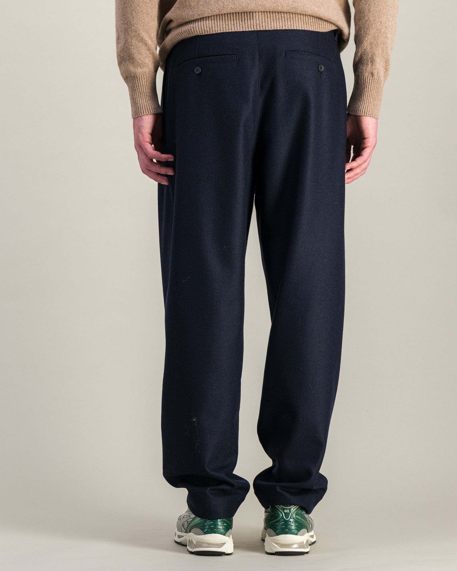 Pantalon Double Pleats Flannel marine