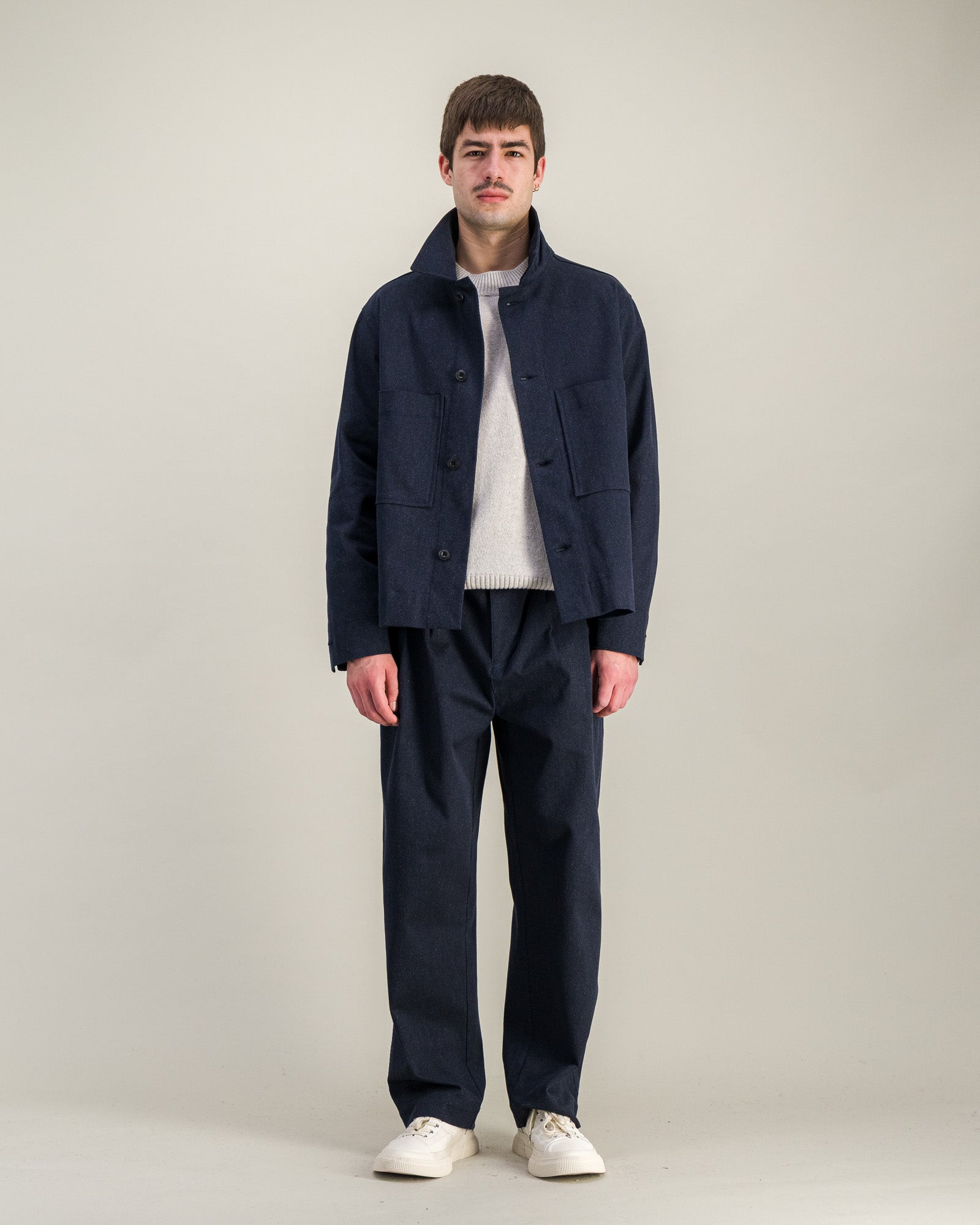 Pantalon Wide Double Pleats marine