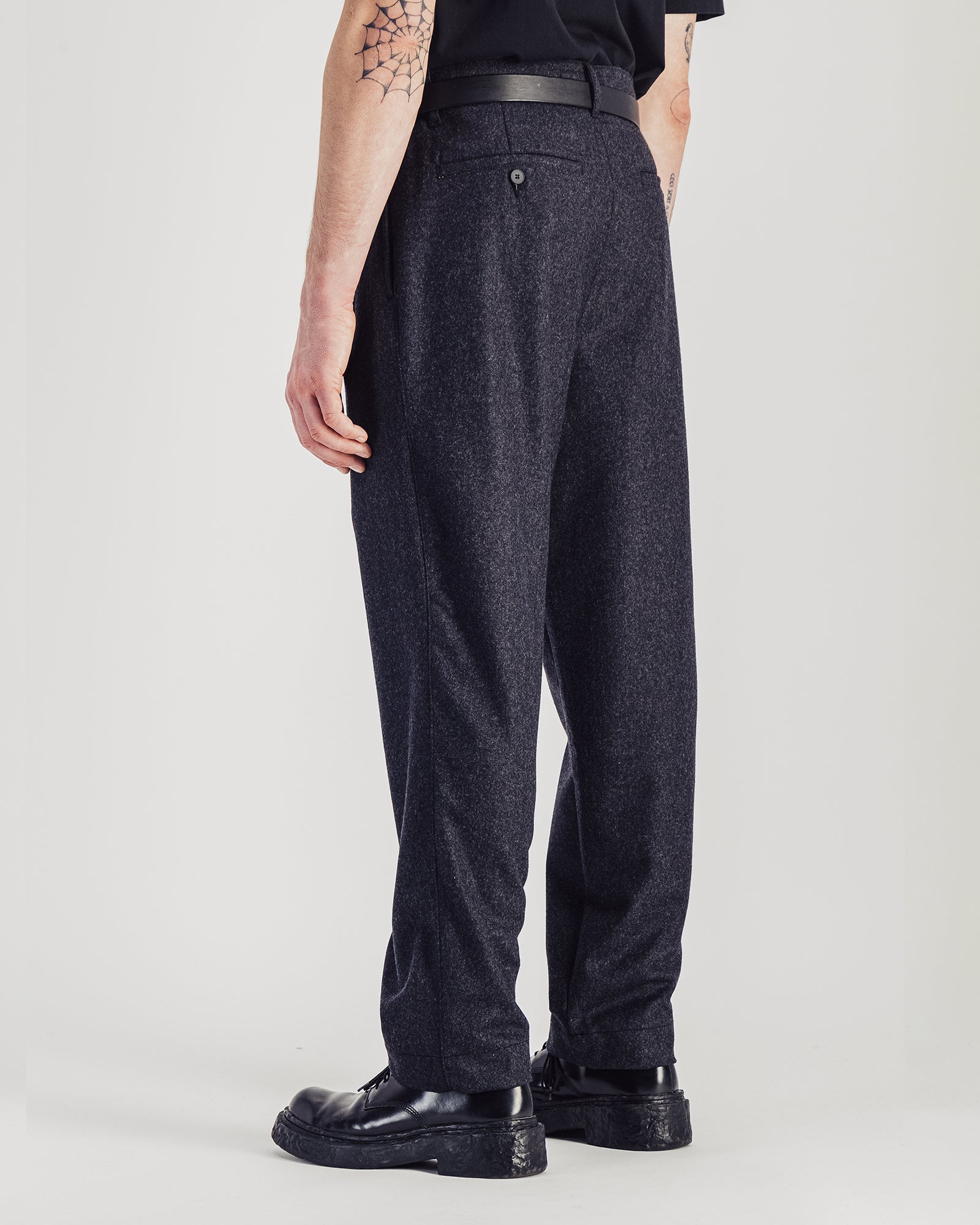 Pantalon Double Pleats Flannel anthracite chiné