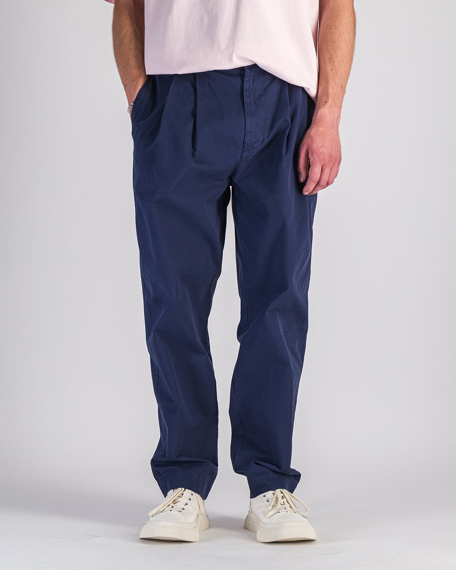 Pantalon Double Pleats Twill marine