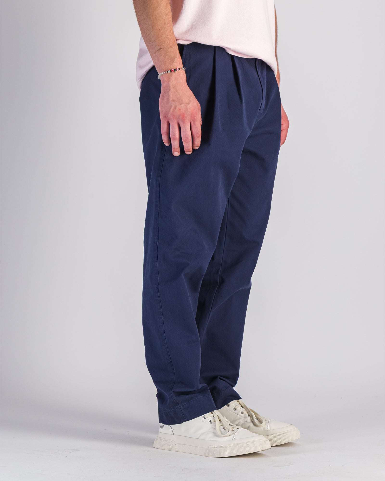 Pantalon Double Pleats Twill marine