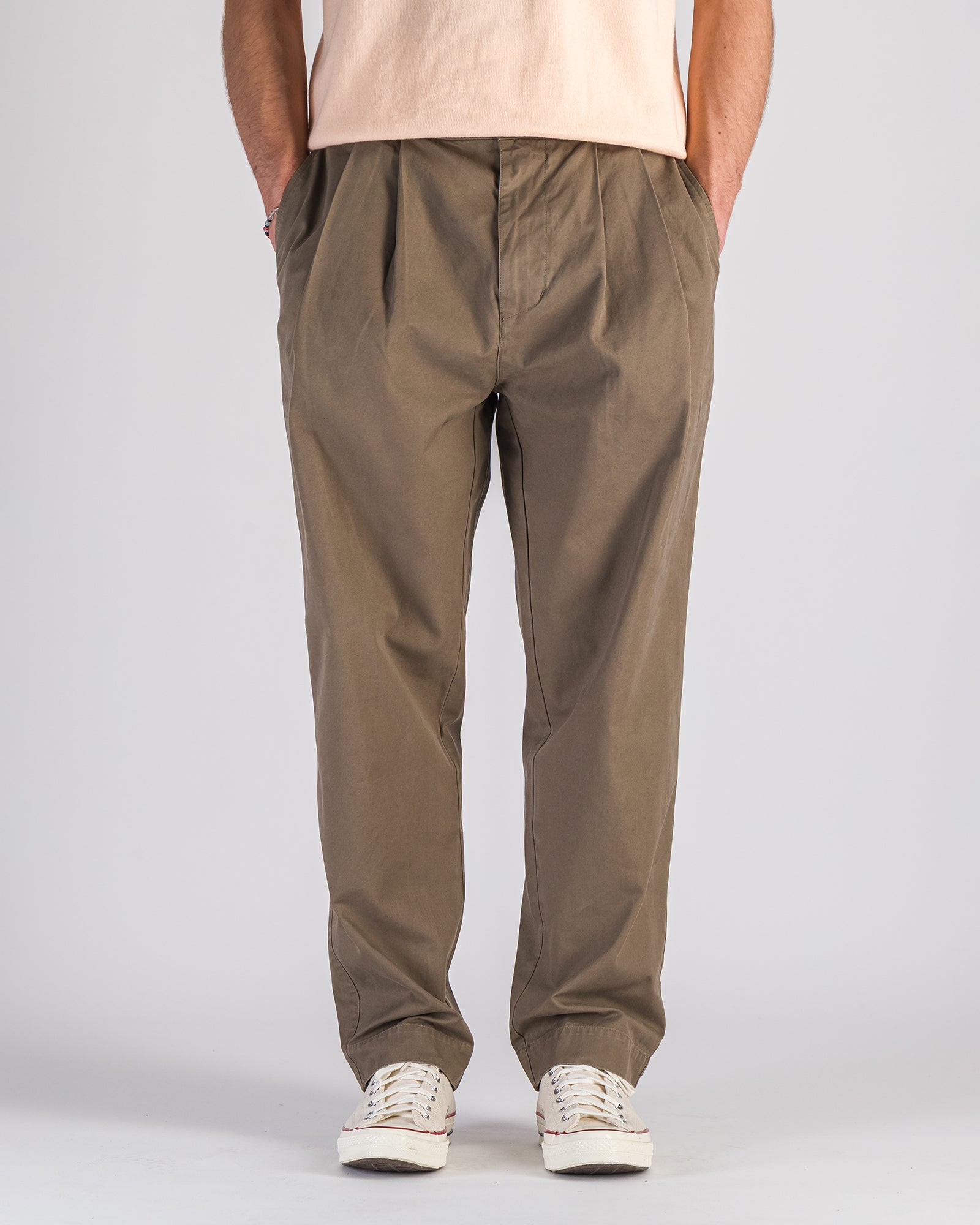 Pantalon Double Pleats Twill moka