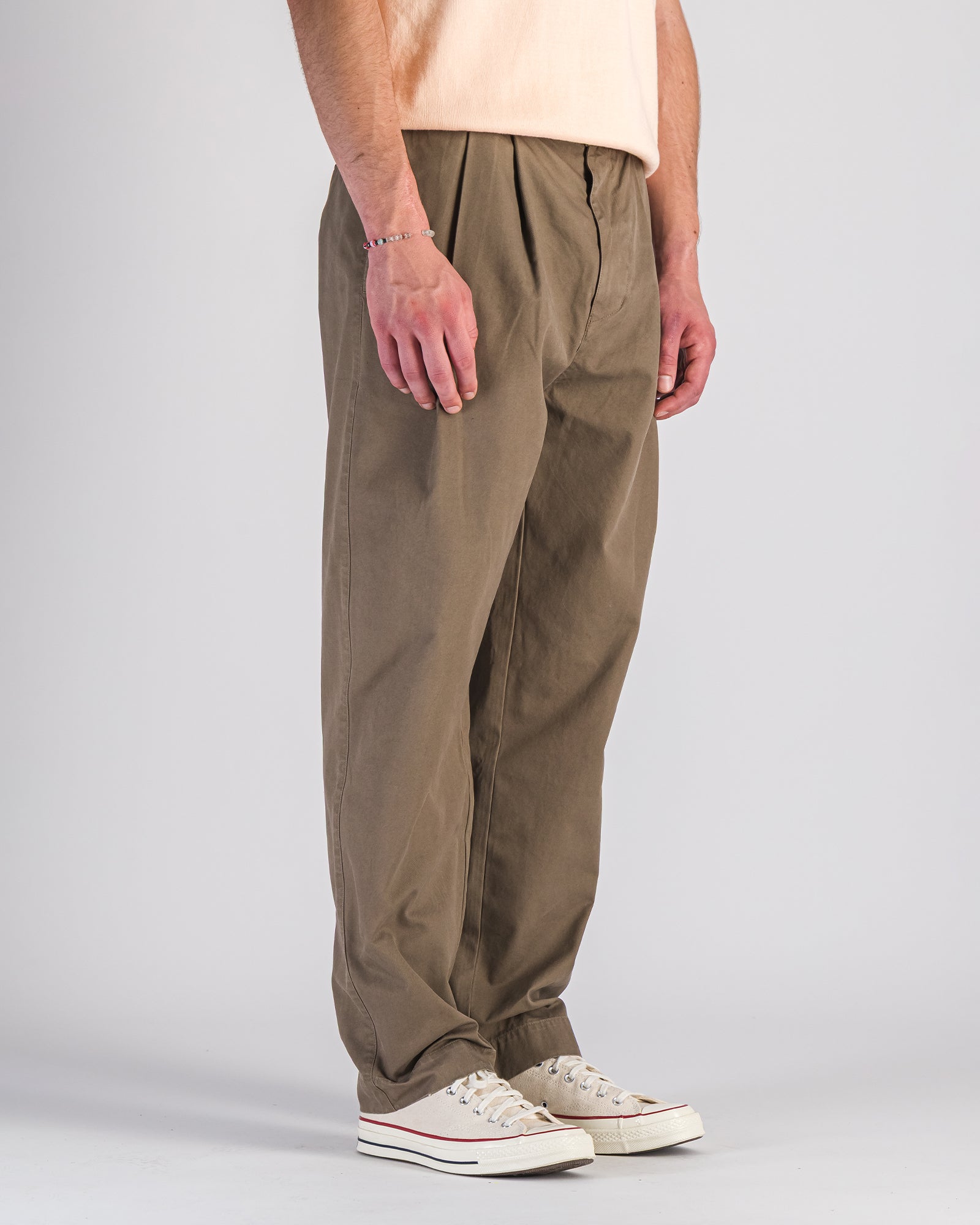 Pantalon Double Pleats Twill moka