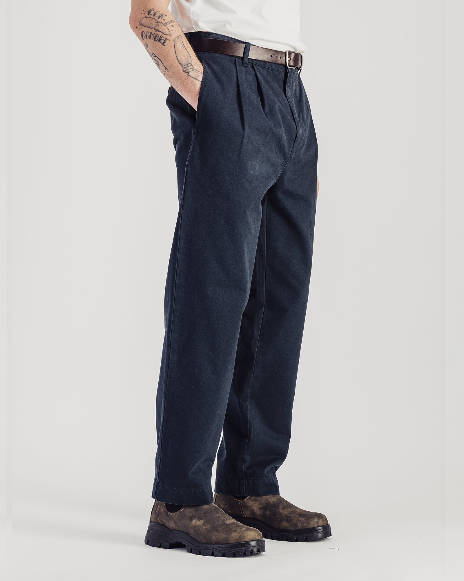 Pantalon Double Pleats Twill anthracite