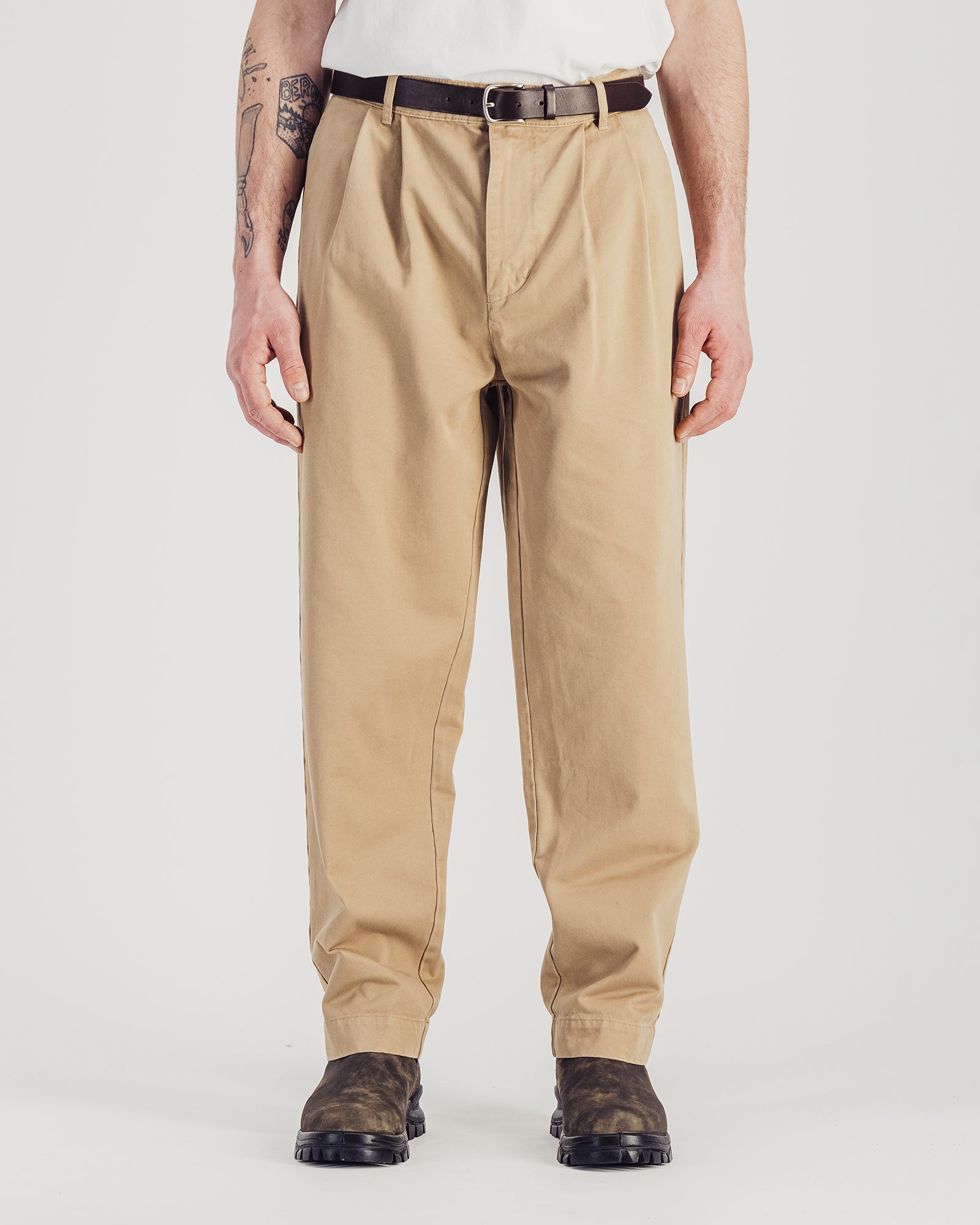 Pantalon Double Pleats Twill beige