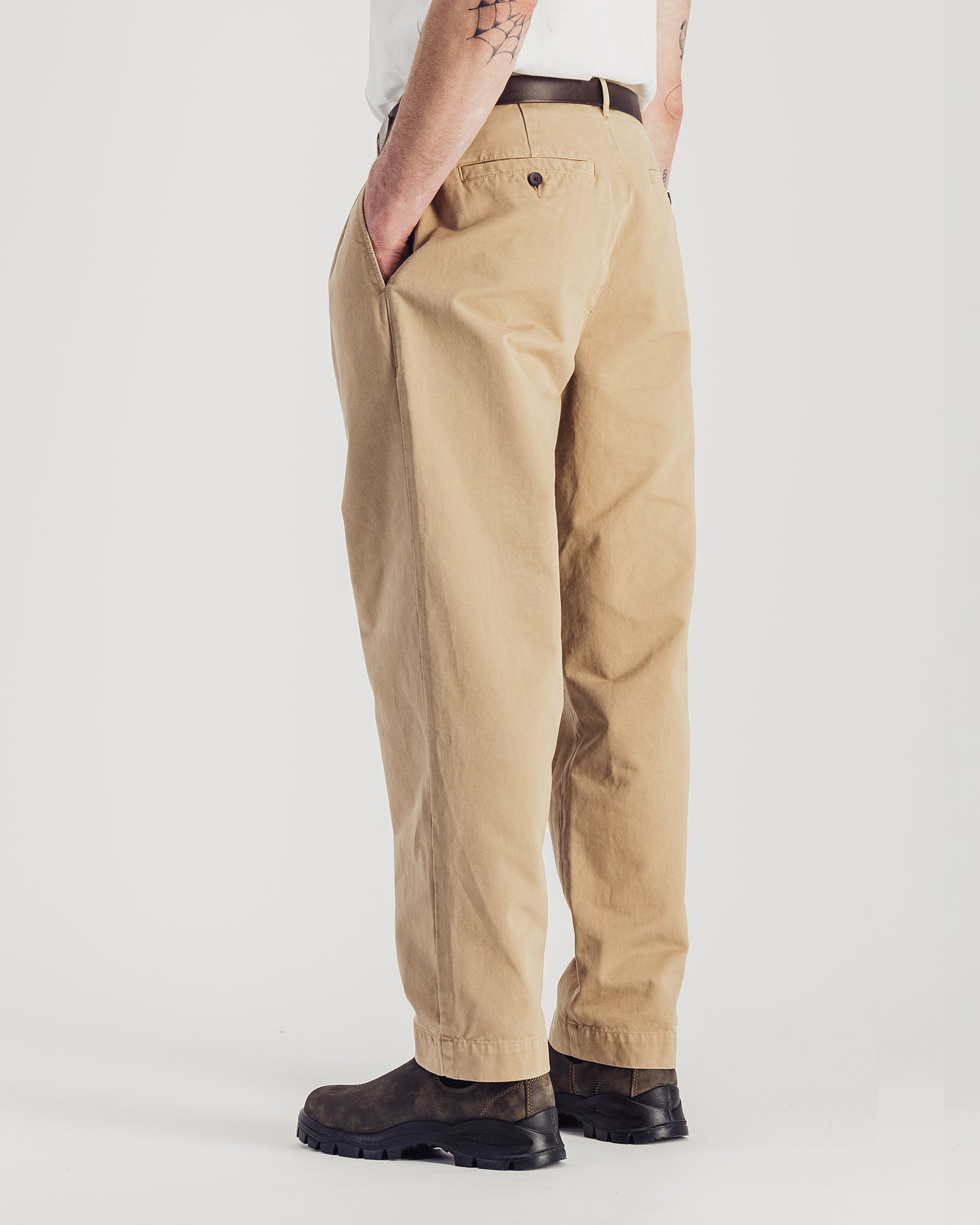Pantalon Double Pleats Twill beige