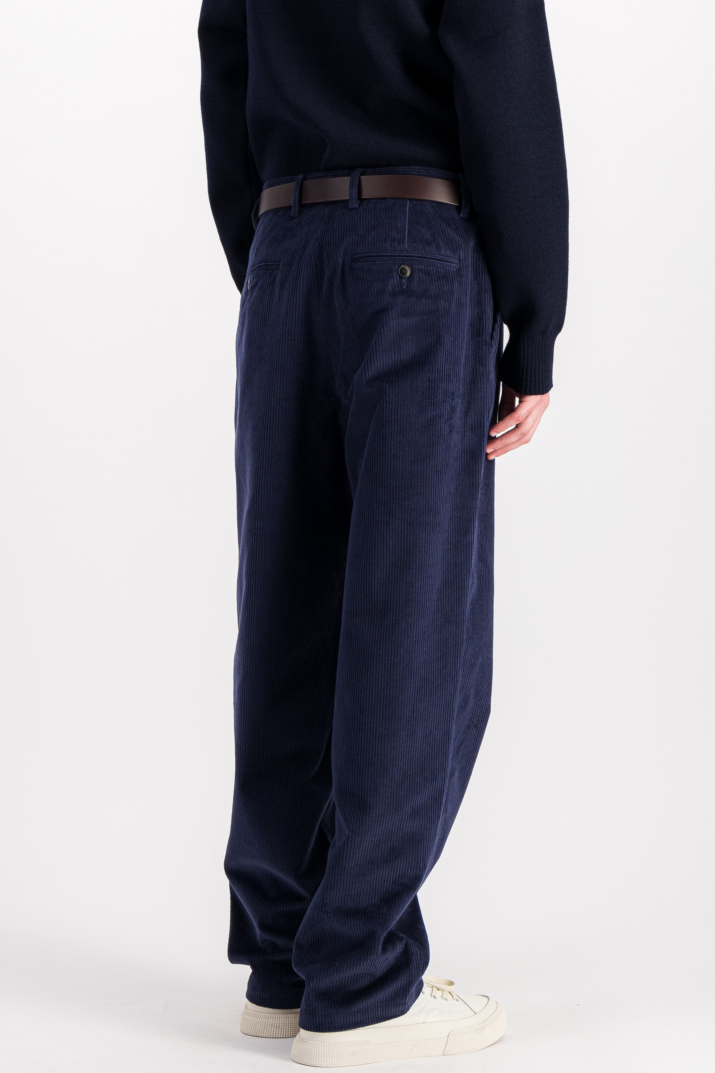 Pantalon Pleats Cord marine