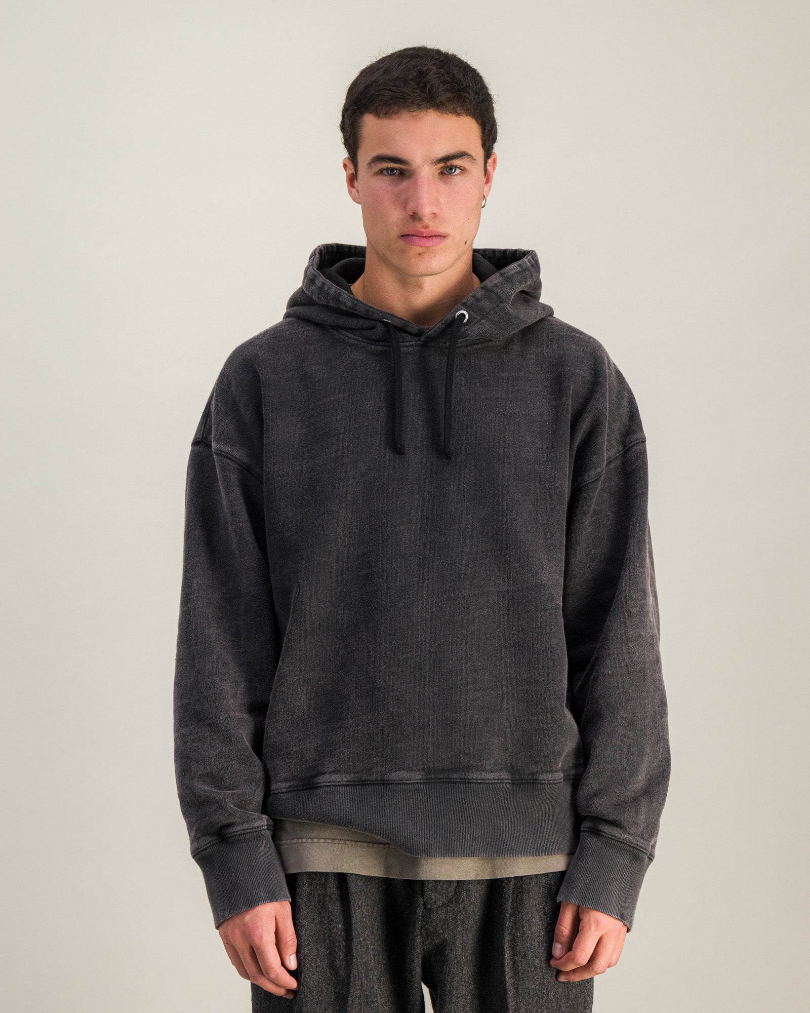 Sweat Hoodie Heavy noir délavé